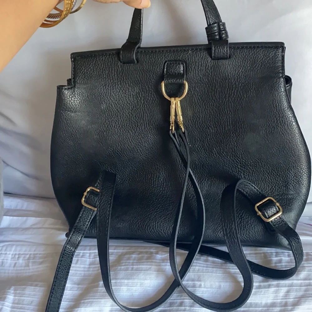 Neiman Marcus Bess Flip-Lock Faux-Leather backpack - Picture 3 of 12